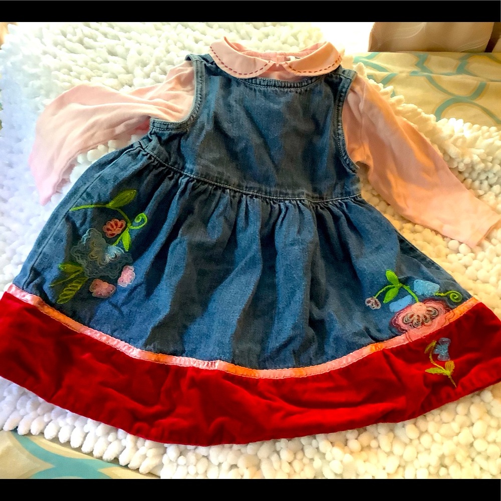 👶Baby Gap Long Sleeved Two Piece Dress Matching Set (12-18Mo)👧